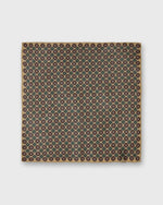 Load image into Gallery viewer, Wool/Silk Pocket Square in Khaki/Brick/Green Medallion
