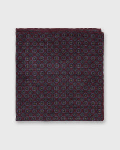 Wool/Silk Pocket Square in Berry/Navy/Purple Foulard