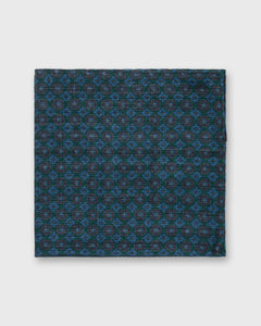 Wool/Silk Pocket Square in Forest/Blue/Purple Foulard