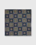Load image into Gallery viewer, Wool/Silk Pocket Square in Navy Multi Squares
