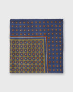 Load image into Gallery viewer, Wool/Silk Pocket Square in Blue/Stone Medallion

