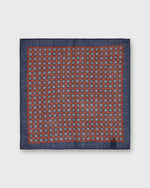 Load image into Gallery viewer, Wool/Silk Pocket Square in Denim/Brick Medallion

