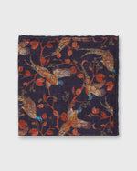 Load image into Gallery viewer, Wool/Silk Pocket Square in Midnight Pheasant
