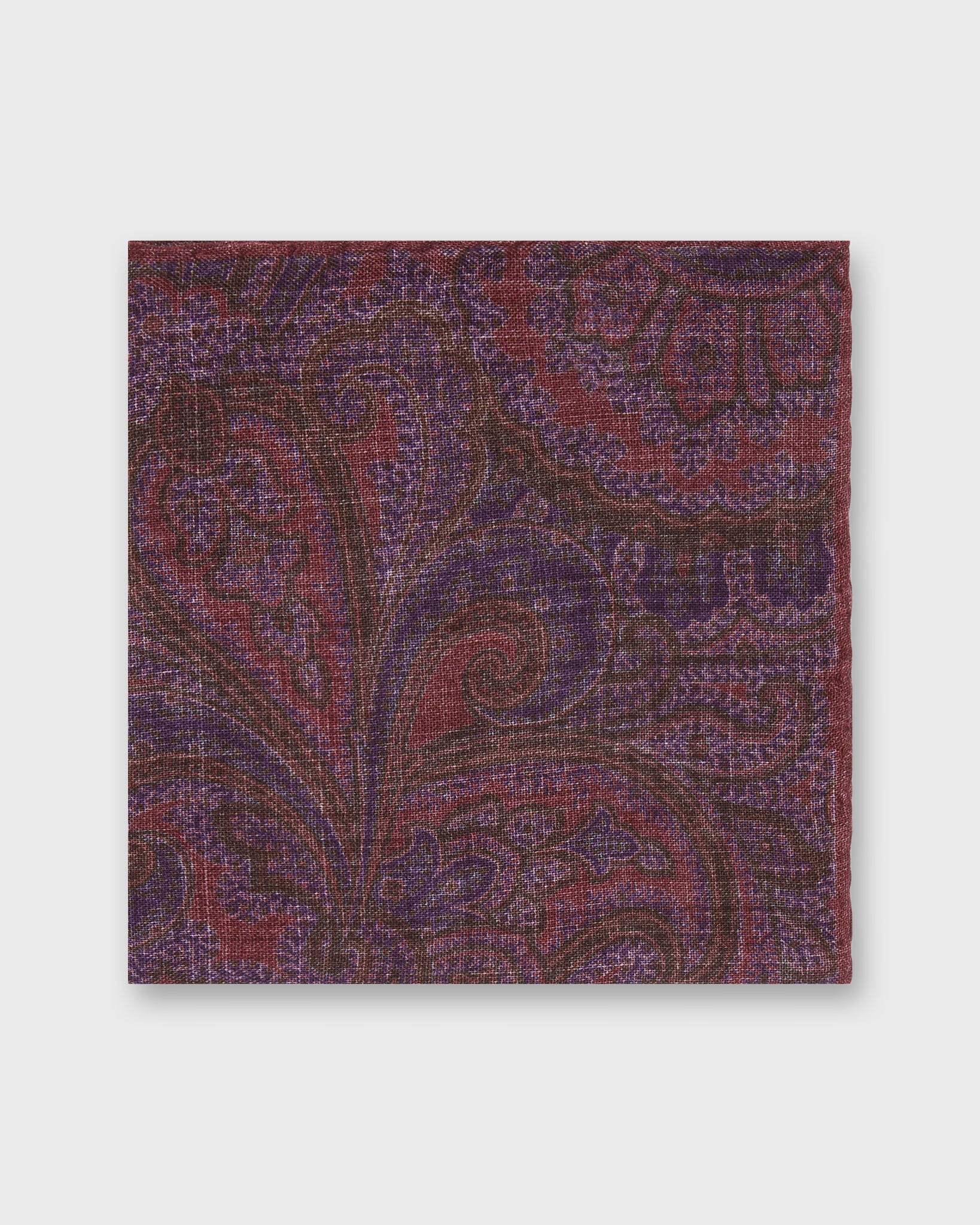 Wool/Silk Pocket Square in Dusty Rose/Brown Paisley