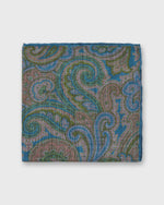 Load image into Gallery viewer, Wool/Silk Pocket Square in Lovat/Navy Paisley
