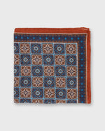 Load image into Gallery viewer, Wool/Silk Pocket Square in Orange/Blue Mosaic
