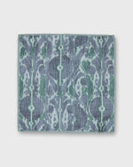 Load image into Gallery viewer, Wool/Silk Pocket Square in Midnight/Spruce Ikat
