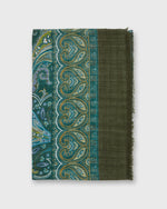 Load image into Gallery viewer, Wool/Cashmere Print Scarf in Green/Spruce Mosaic
