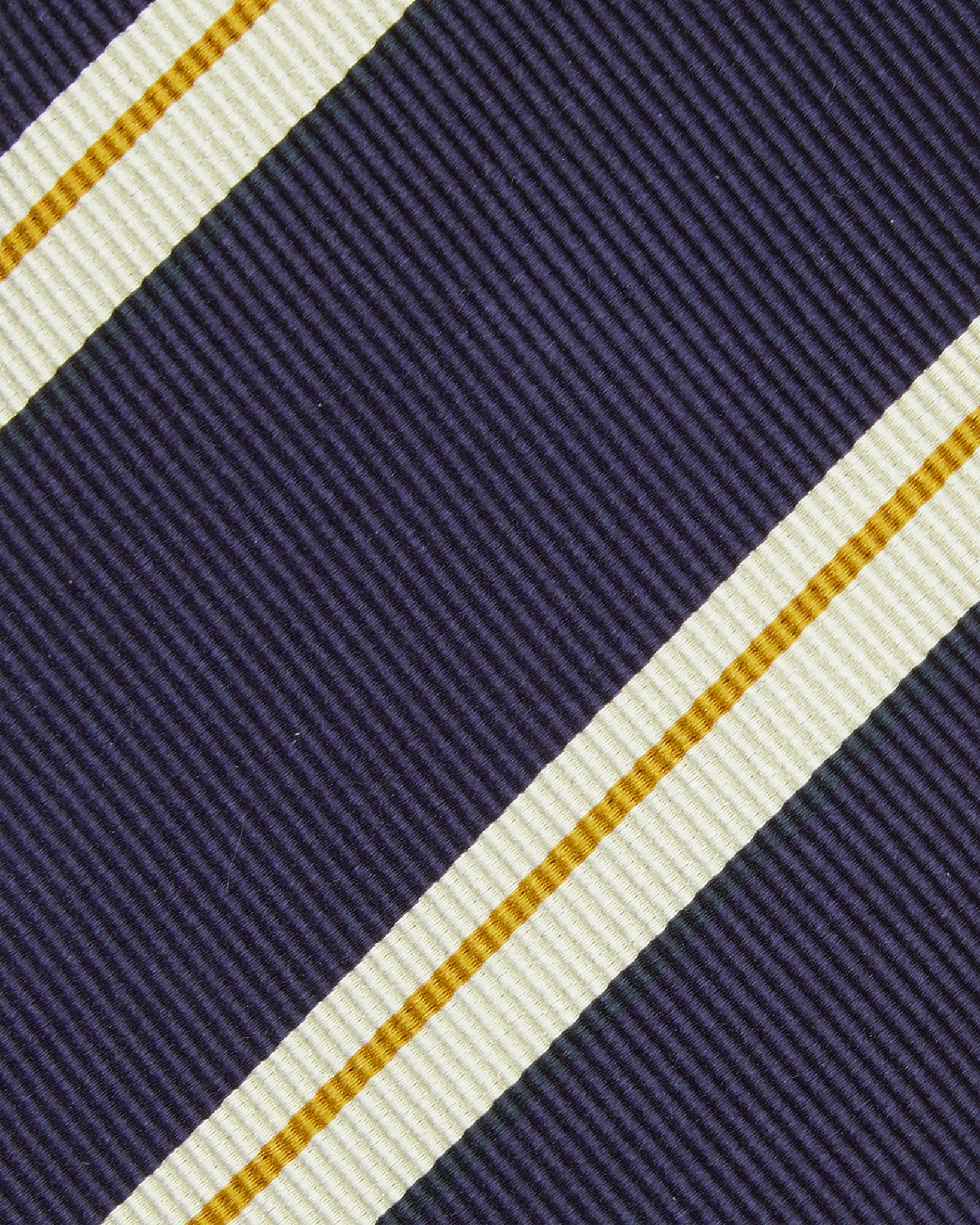 Silk Woven Tie in Navy/Bone/Yellow Stripe