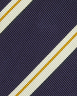 Load image into Gallery viewer, Silk Woven Tie in Navy/Bone/Yellow Stripe
