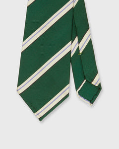 Silk Woven Tie in Green/Bone/Lavender Stripe