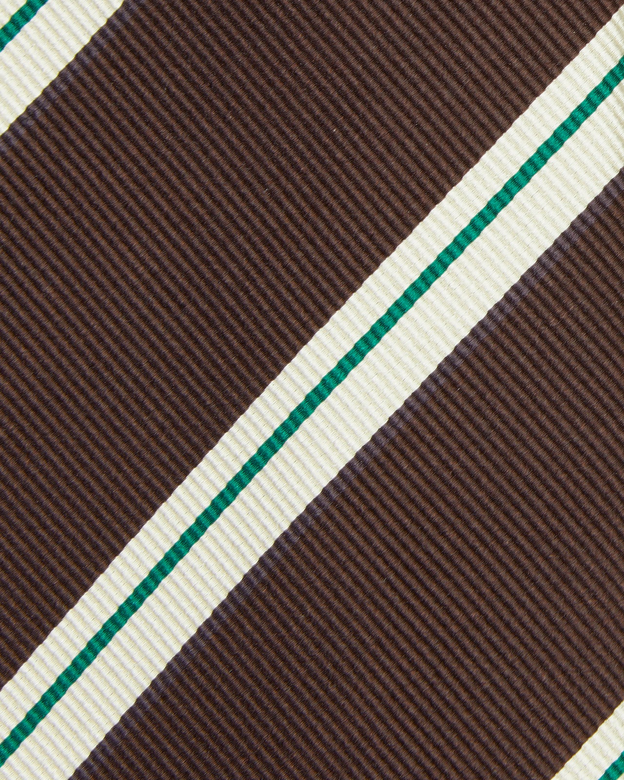 Silk Woven Tie in Brown/Bone/Green Stripe