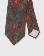 Load image into Gallery viewer, Wool Print Tie in Hunter Green/Blue Paisley
