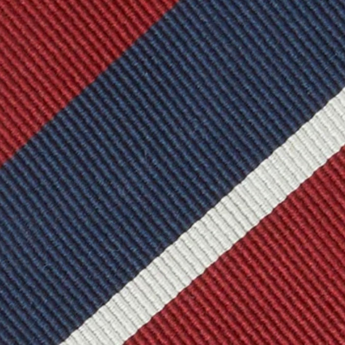 Silk Woven Tie in Red/Blue/Bone Stripe