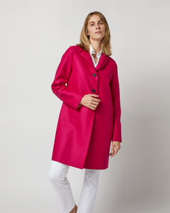 Button Up Boxy Coat in Winter Pink