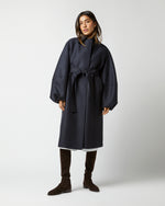 Load image into Gallery viewer, Puff Sleeves Coat in Navy Blue
