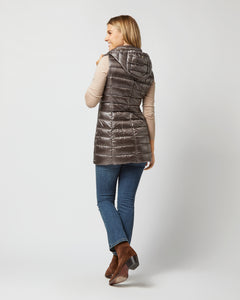 Serena Fitted Long Vest in Charcoal