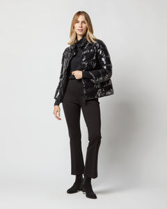 Gloss Short Jacket with Knit Gloves in Black