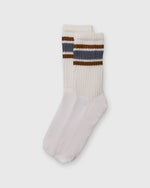 Load image into Gallery viewer, Merino Retro Stripe Socks in Denim/Brown
