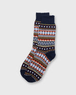 Load image into Gallery viewer, Cotton Fair Isle Socks in Navy
