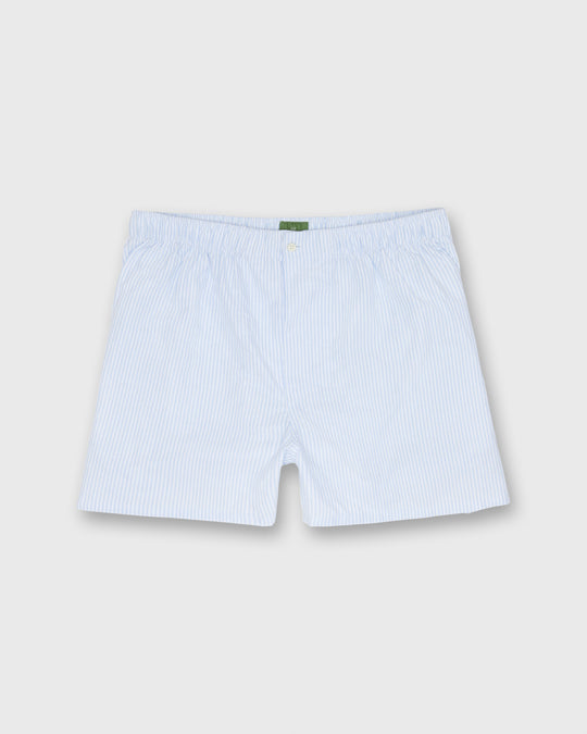 Button-Front Boxer Short in Blue/White University Stripe Oxford
