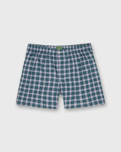 Button-Front Boxer Short in Spruce/Brown/Sky Plaid Poplin