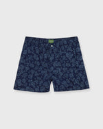 Load image into Gallery viewer, Button-Front Boxer Short in Navy/Slate/Grey Floral Print Poplin
