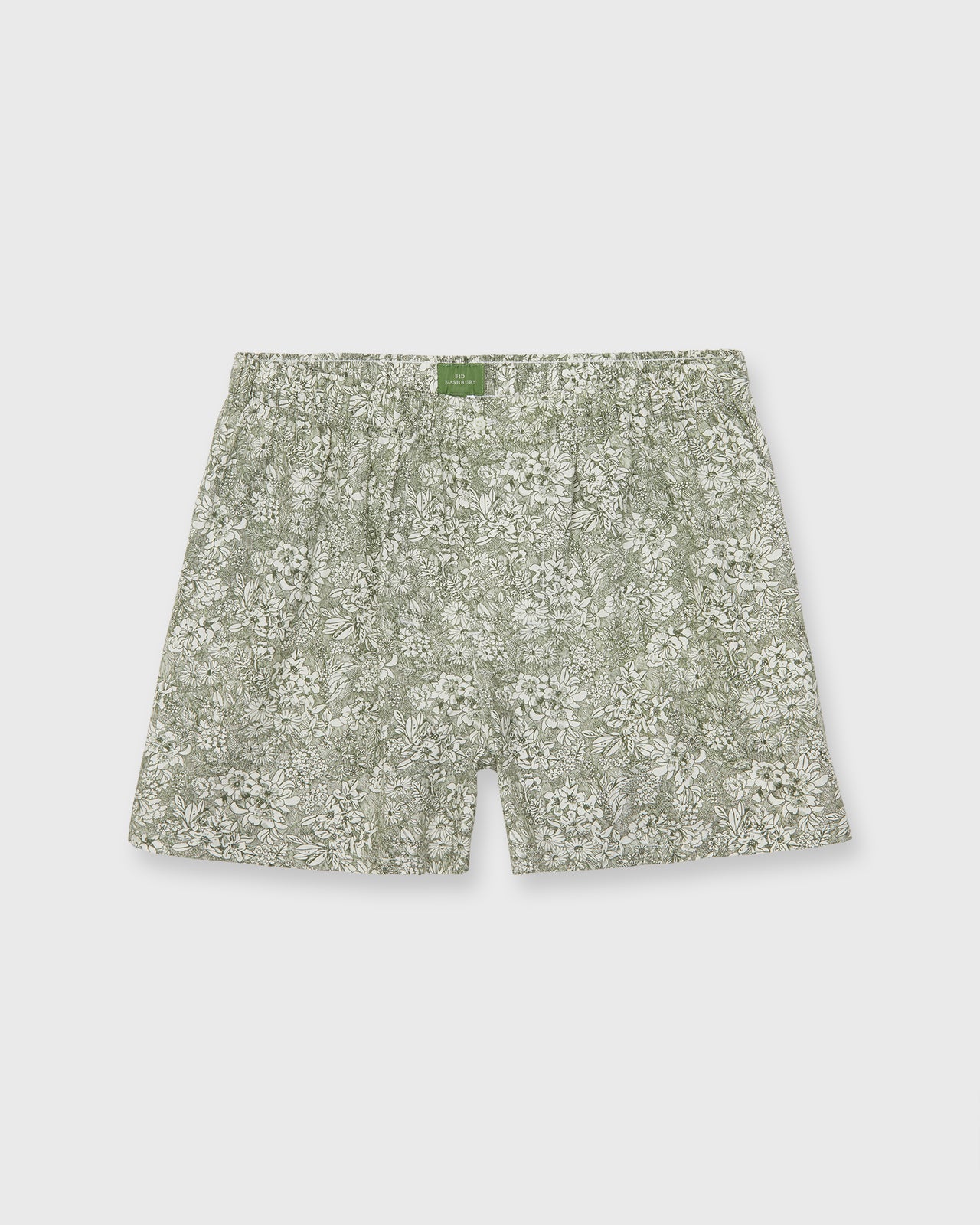 Button-Front Boxer Short in Olive/Ivory Orlando Liberty Fabric
