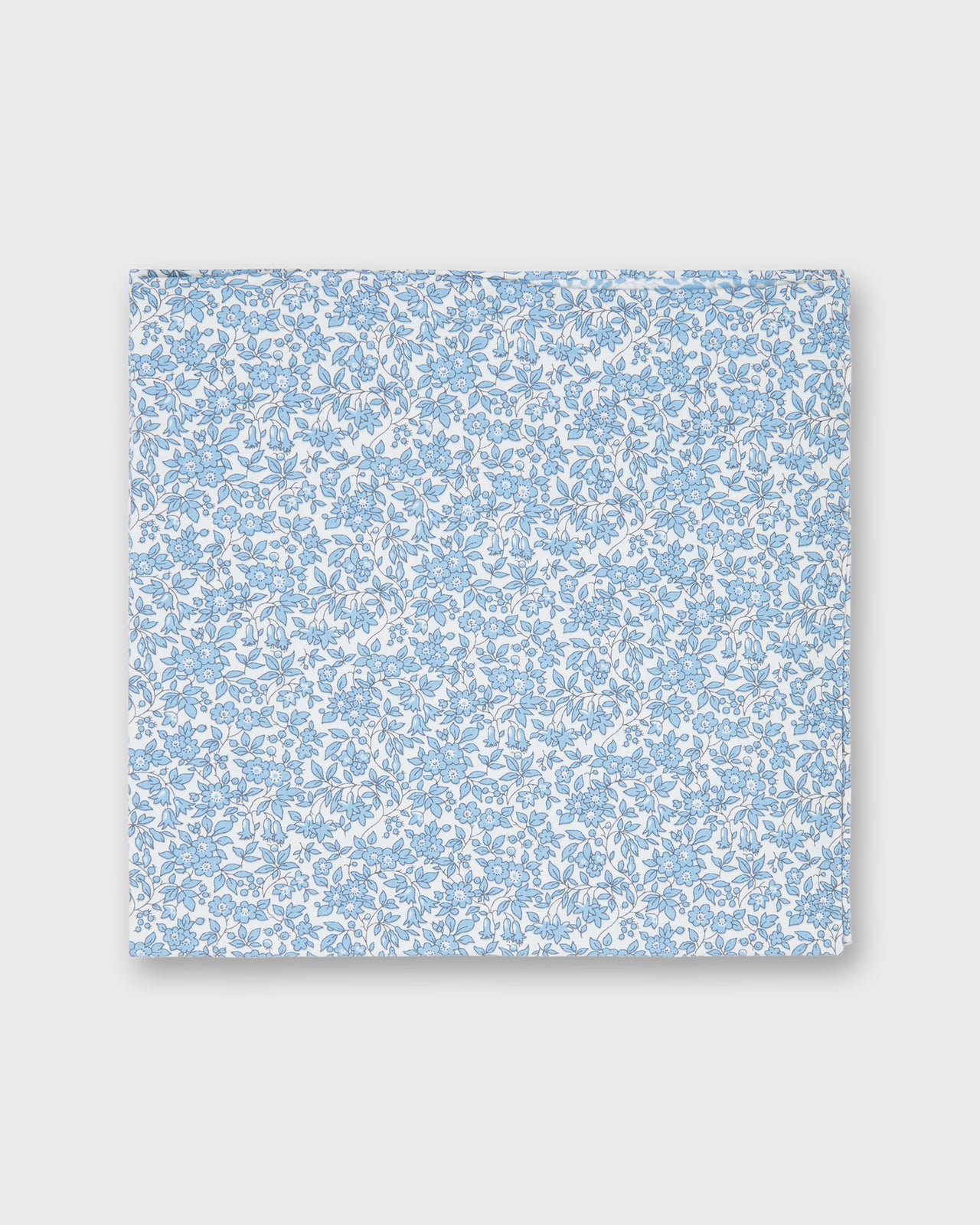 Hand-Rolled Cotton Print Pocket Square in Steel Blue Chamomile Liberty Fabric