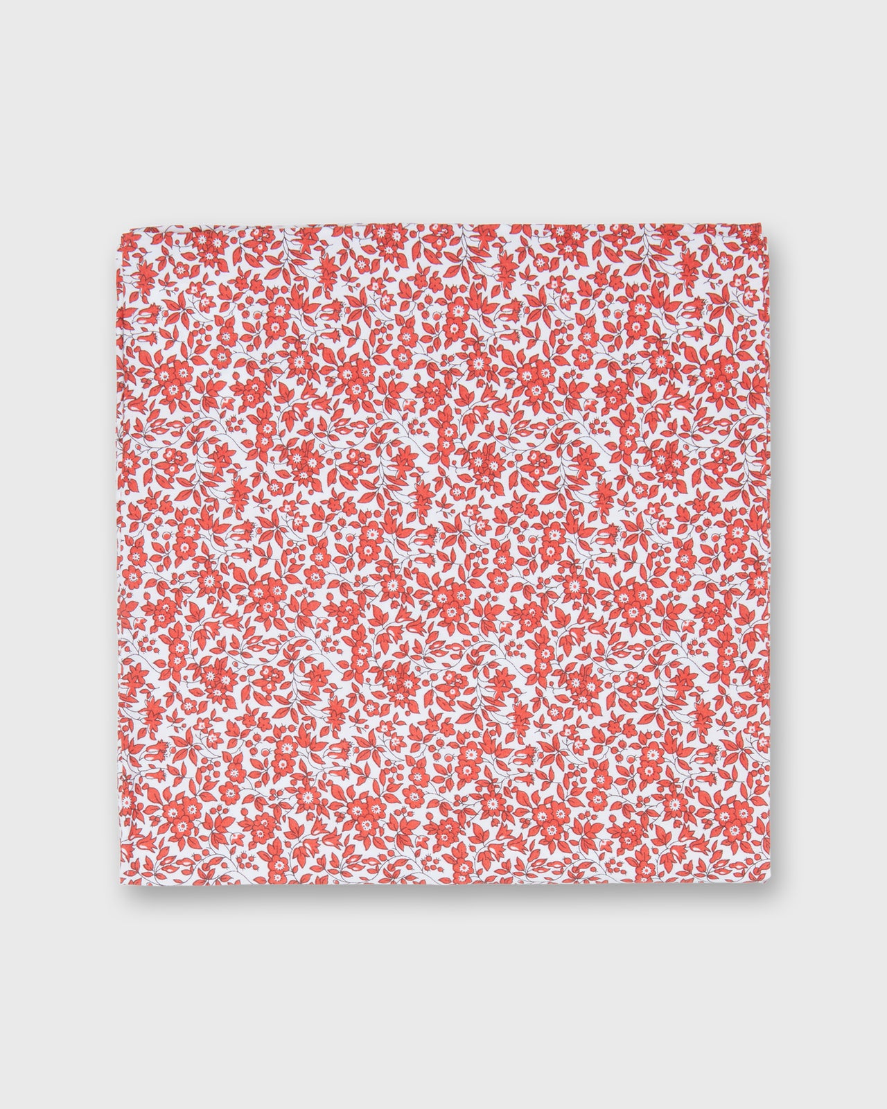 Hand-Rolled Cotton Print Pocket Square in Red/White Multi Chamomile Liberty Fabric