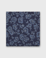 Load image into Gallery viewer, Cotton Print Pocket Square in Navy/Slate/Grey Floral Print Poplin
