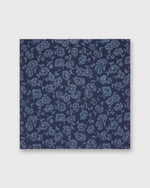 Load image into Gallery viewer, Cotton Print Pocket Square in Navy/Slate/Grey Floral Print Poplin

