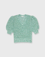 Load image into Gallery viewer, Giselle V-Neck Sweater in Green/Multi Cotton/Linen
