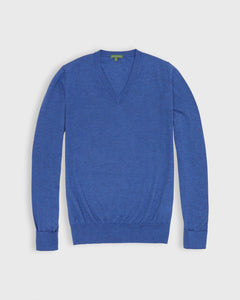 Fine-Gauge V-Neck Sweater in Delft Cashmere