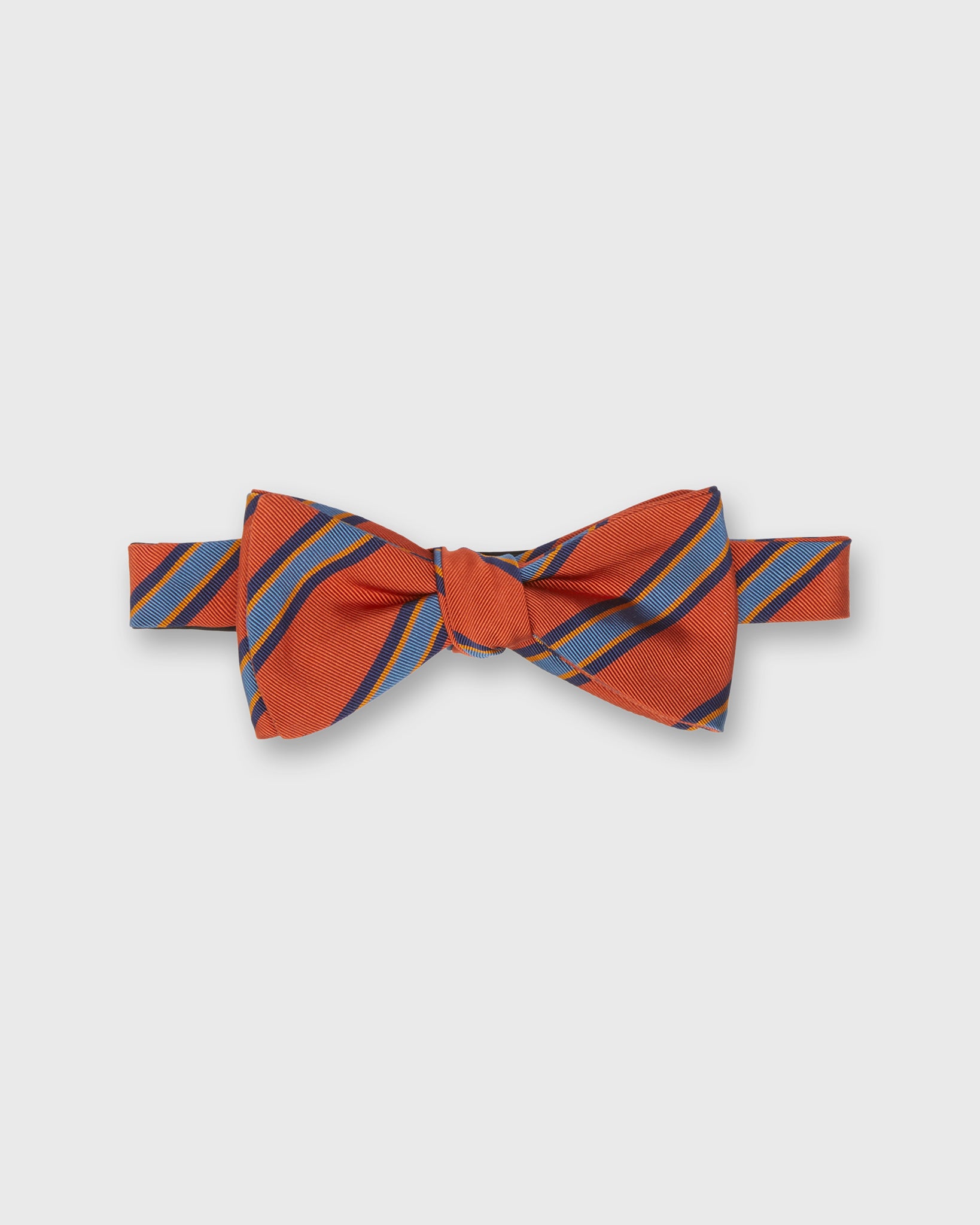 Silk Bow Tie in Orange/Blue/Navy/Gold Stripe