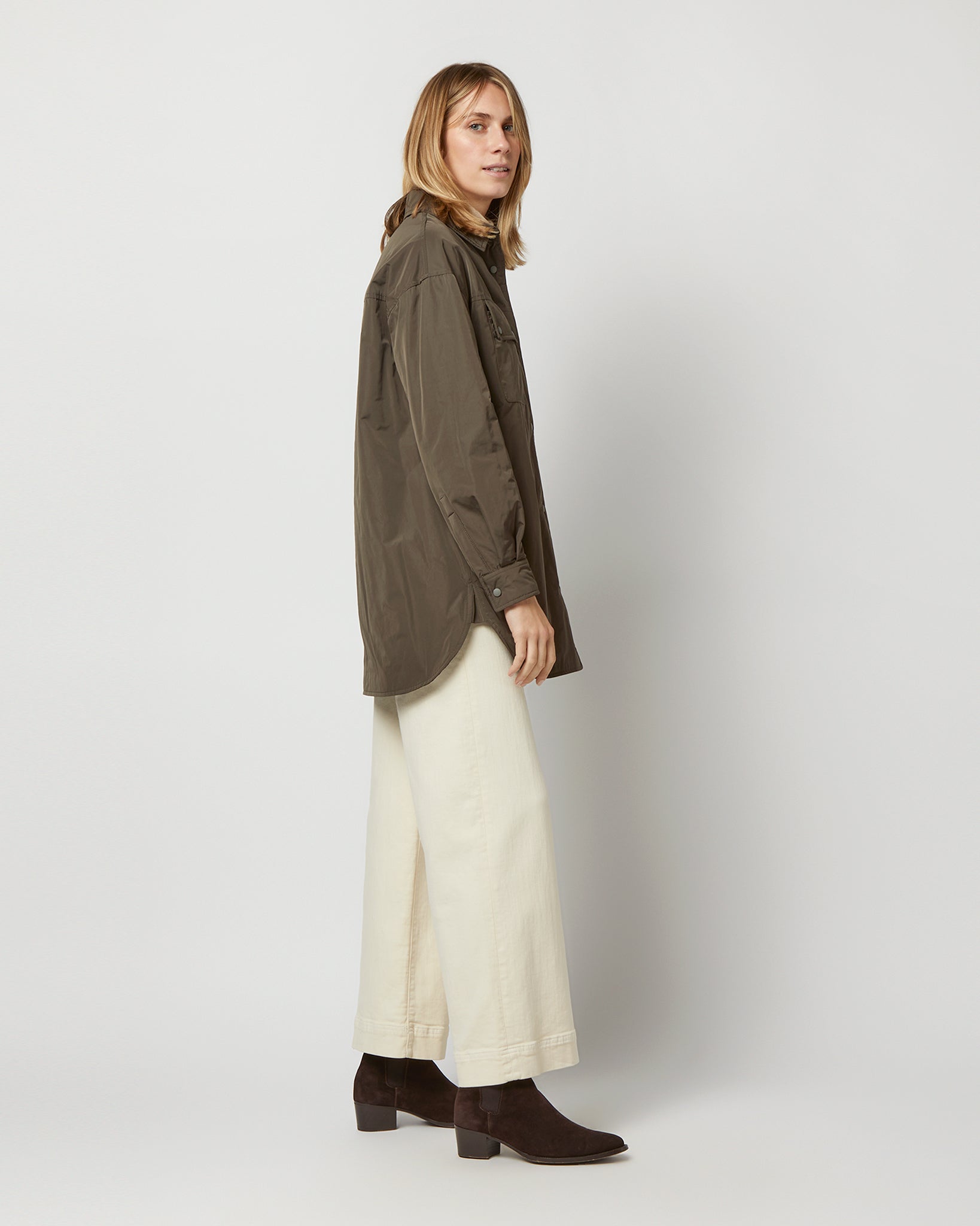 Kate Shirt Jacket in Military | Shop Ann Mashburn