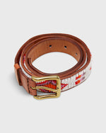Load image into Gallery viewer, 1.25&quot; African Beaded Belt in White/Pink Diamond/Square
