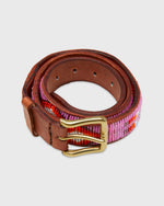 Load image into Gallery viewer, 1.25&quot; African Beaded Belt in Red/Pink Diamond/Square
