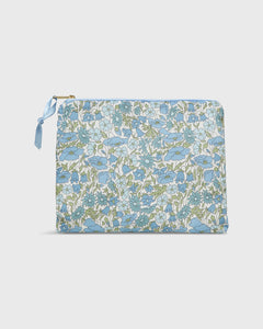 Soft Small Zip Pouch in Light Blue Poppy & Daisy Liberty Fabric