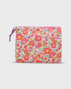 Soft Small Zip Pouch in Pink Multi Betsy Dragon Fruit Liberty Fabric