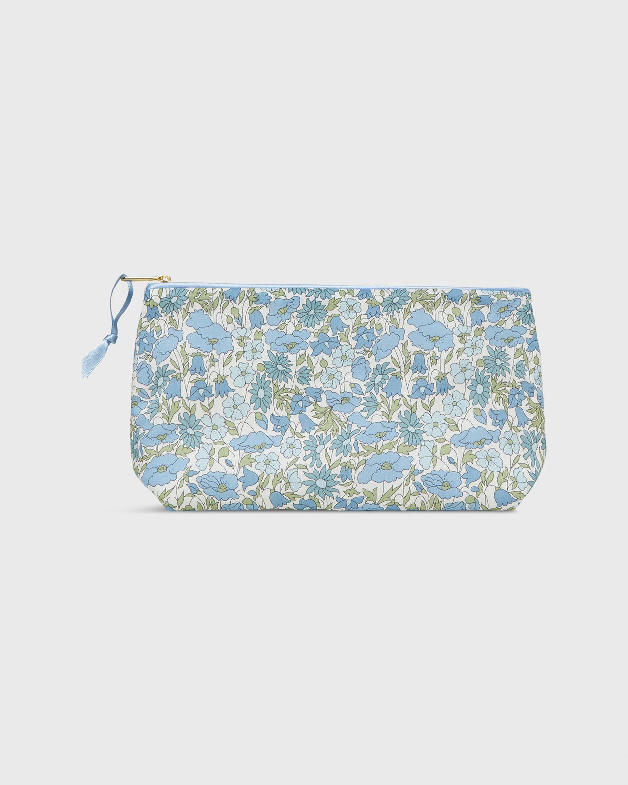 Soft Small Cosmetic Bag in Light Blue Poppy & Daisy Liberty Fabric