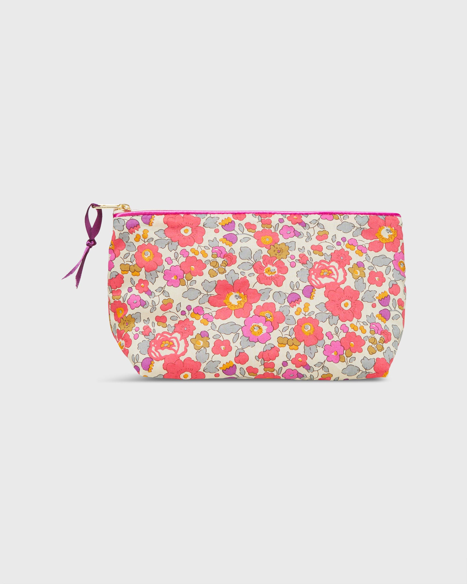 Soft Small Cosmetic Bag in Pink Multi Betsy Dragon Fruit Liberty Fabric
