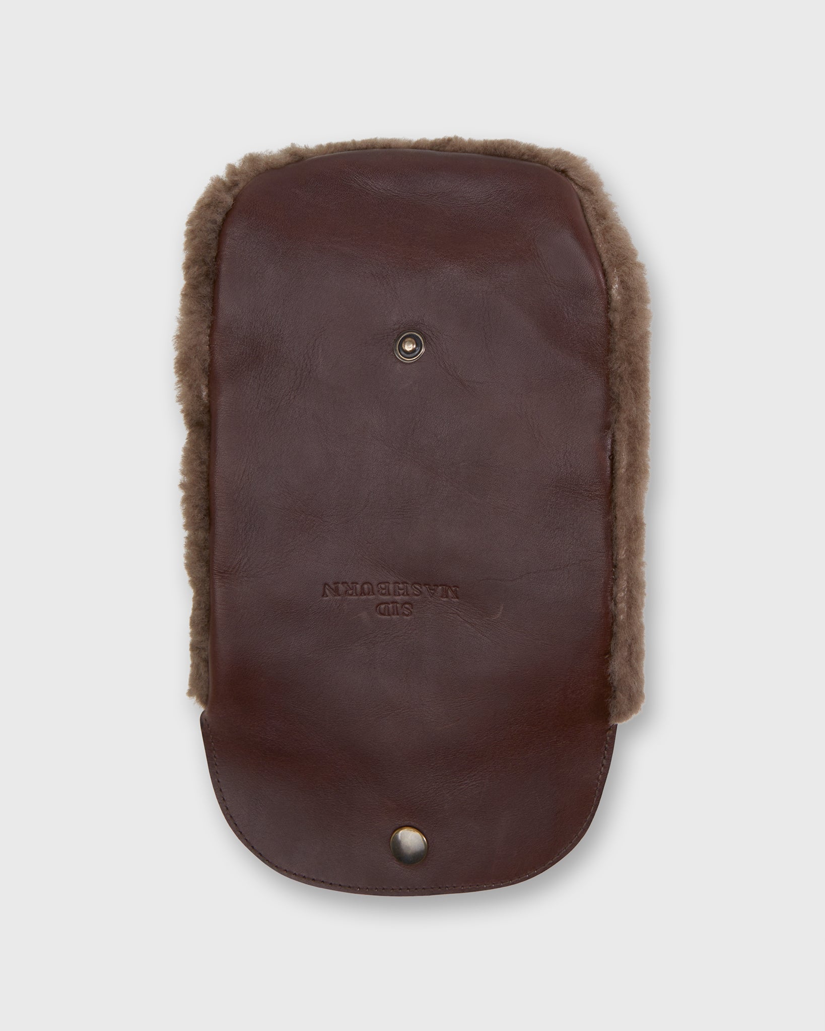 Shoe Polishing Mitt in Dark Brown Leather/Shearling