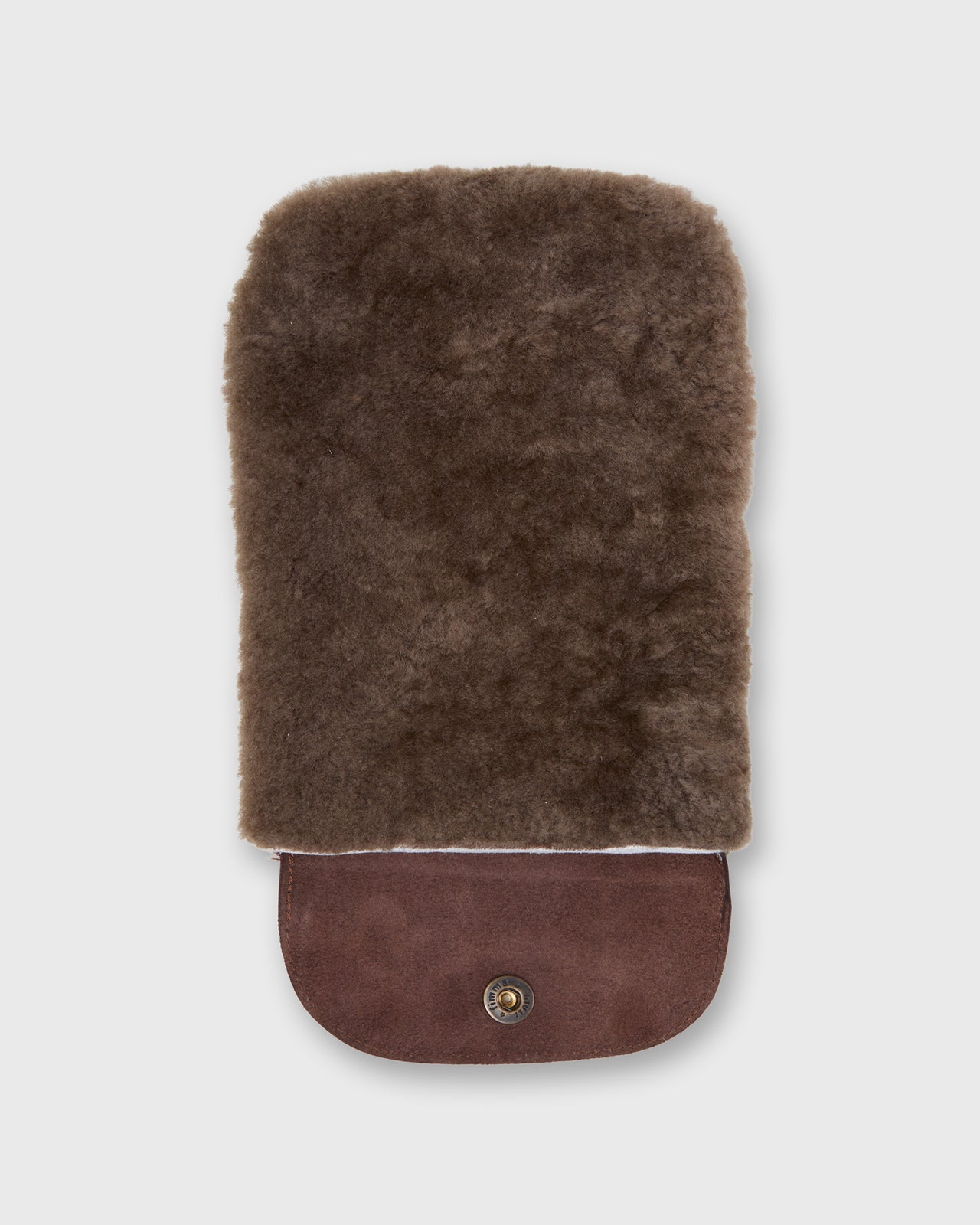 Shoe Polishing Mitt in Dark Brown Leather/Shearling