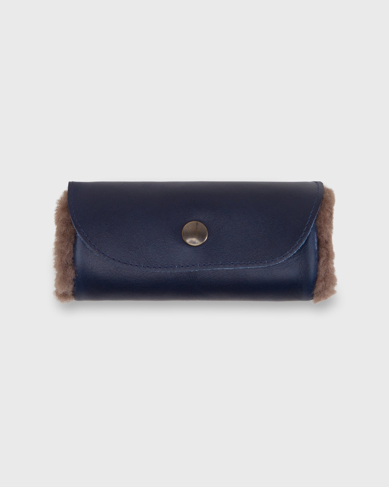 Shoe Polishing Mitt in Navy Leather/Shearling