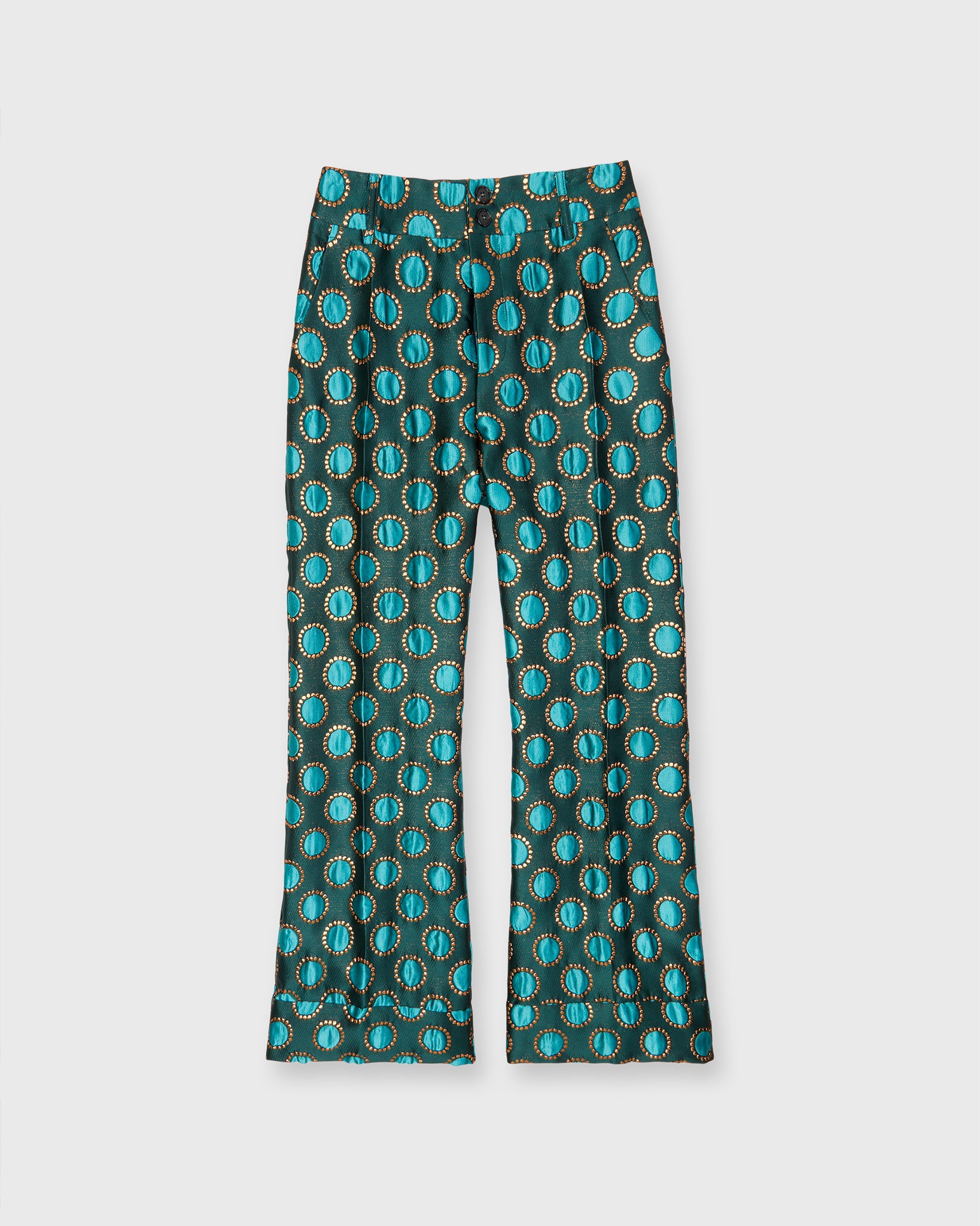 Hendrix Pant in Winter Sun Emerald Jacquard | Shop Ann Mashburn