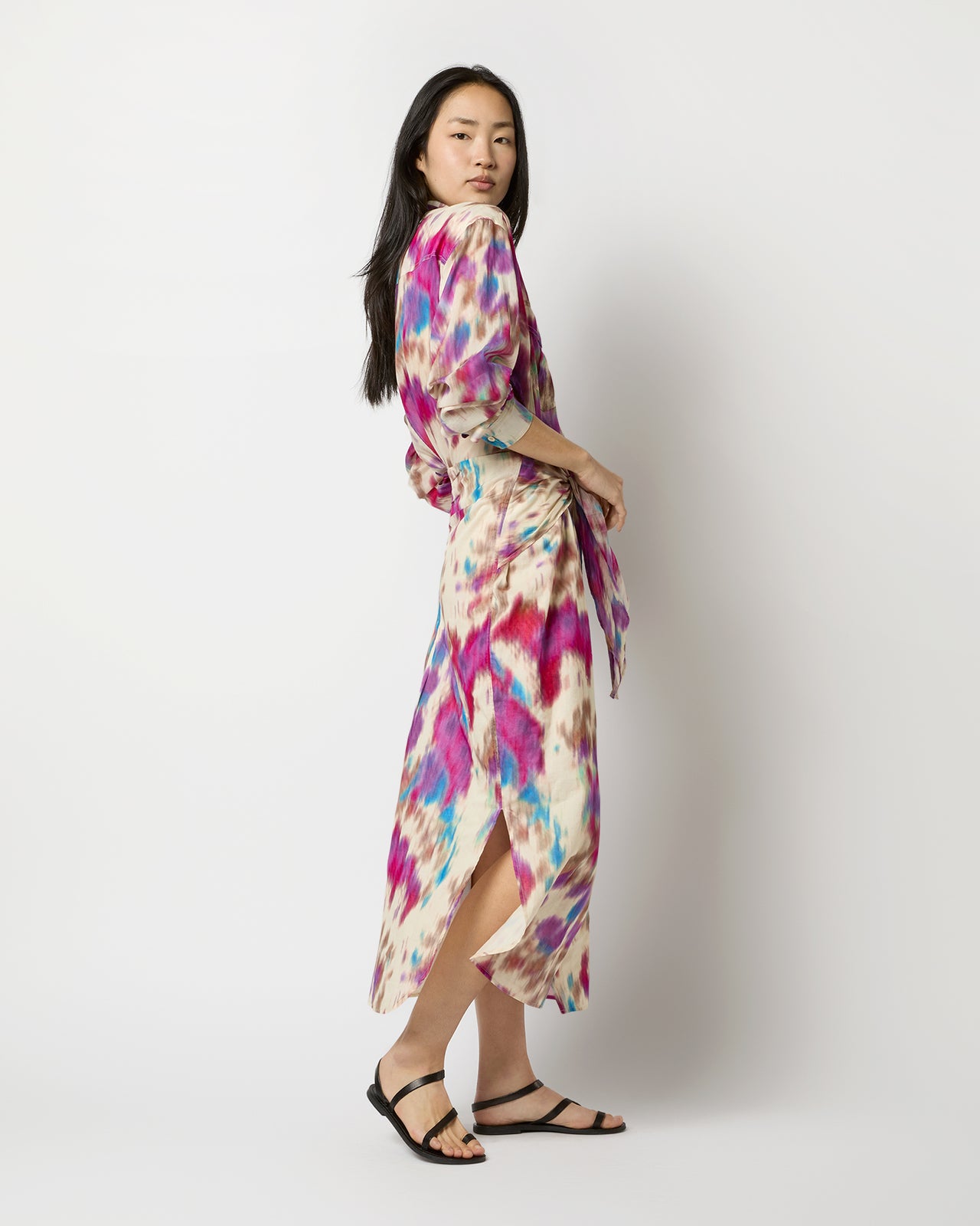 Nesly Dress in Beige/Raspberry