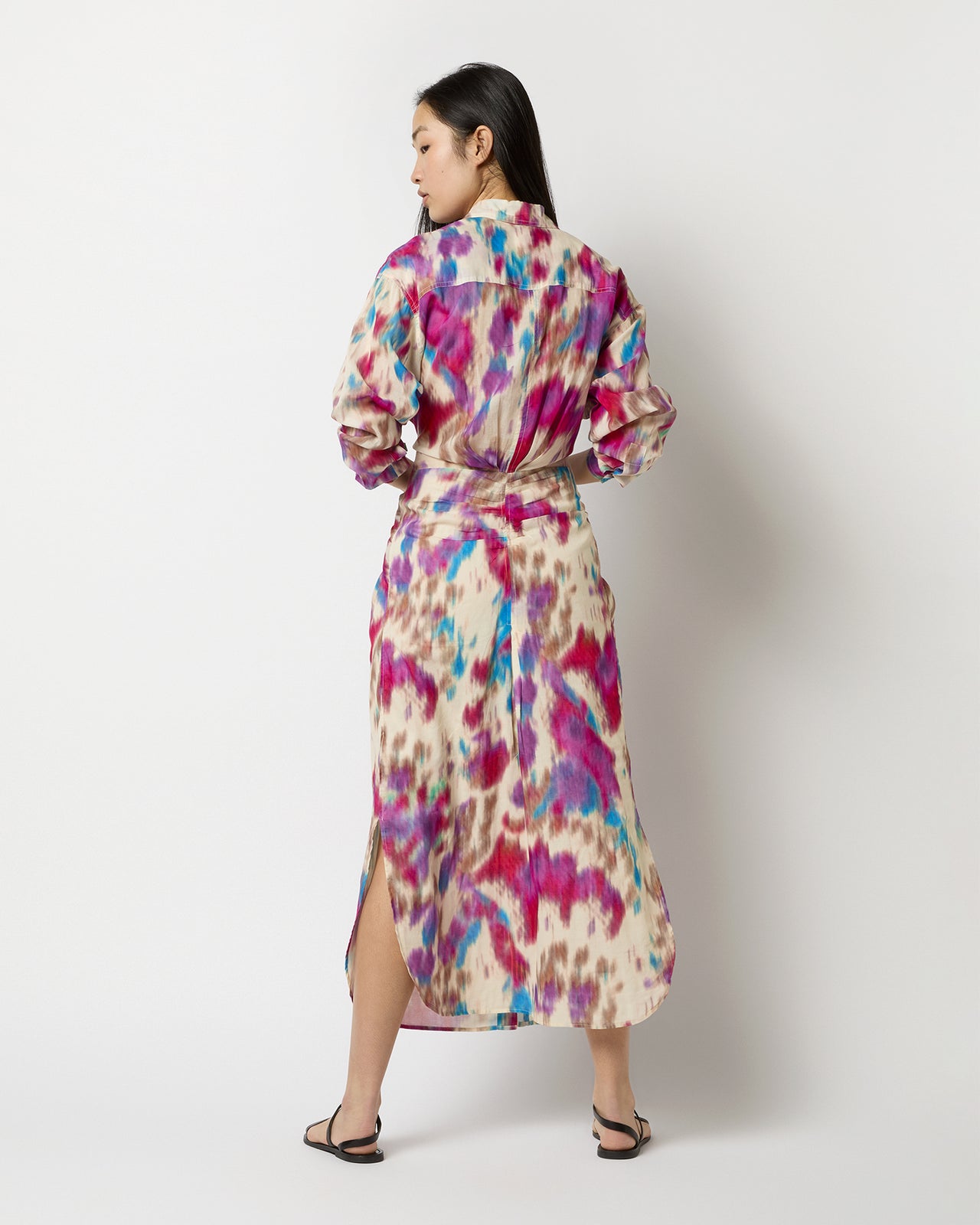 Nesly Dress in Beige/Raspberry