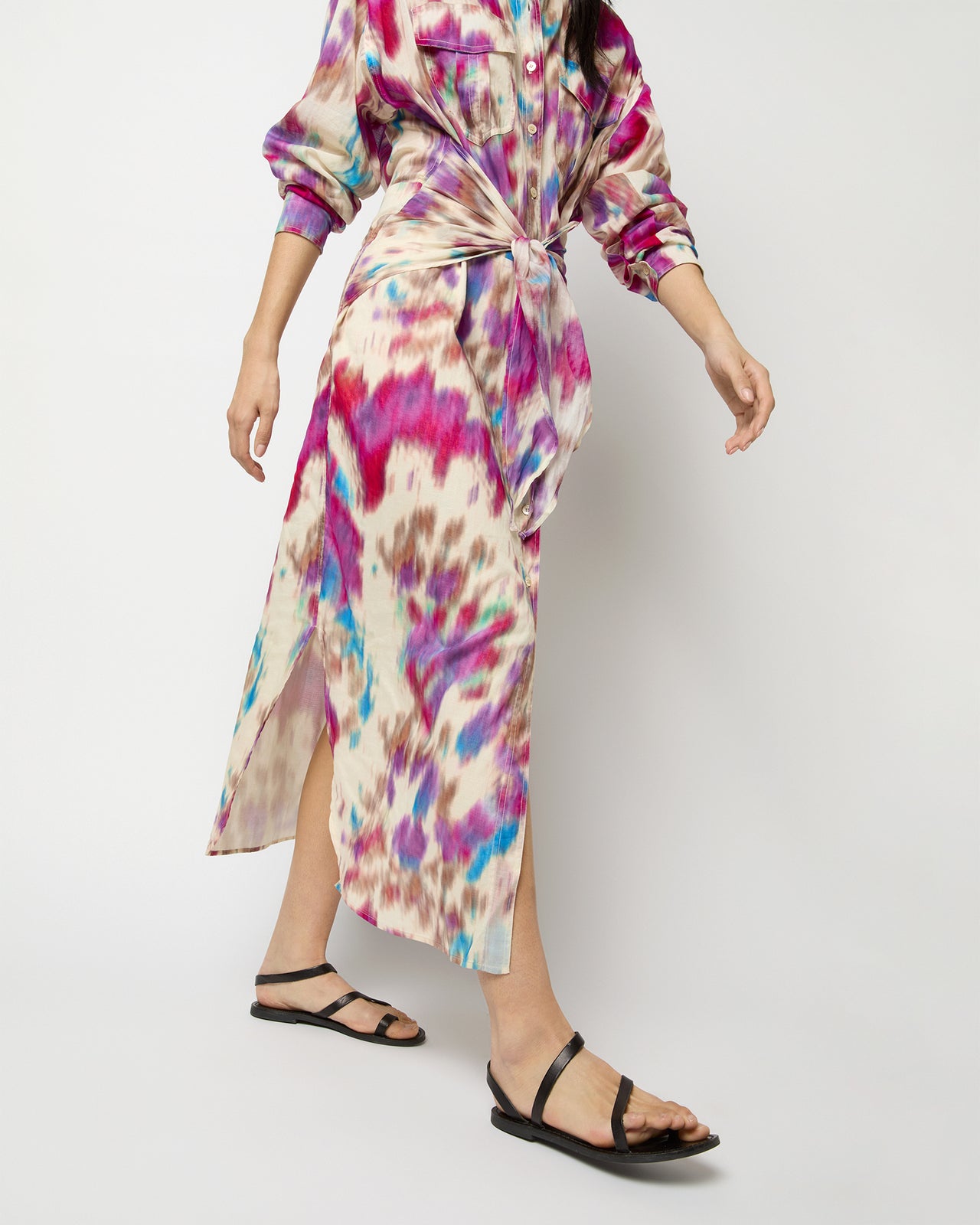 Nesly Dress in Beige/Raspberry