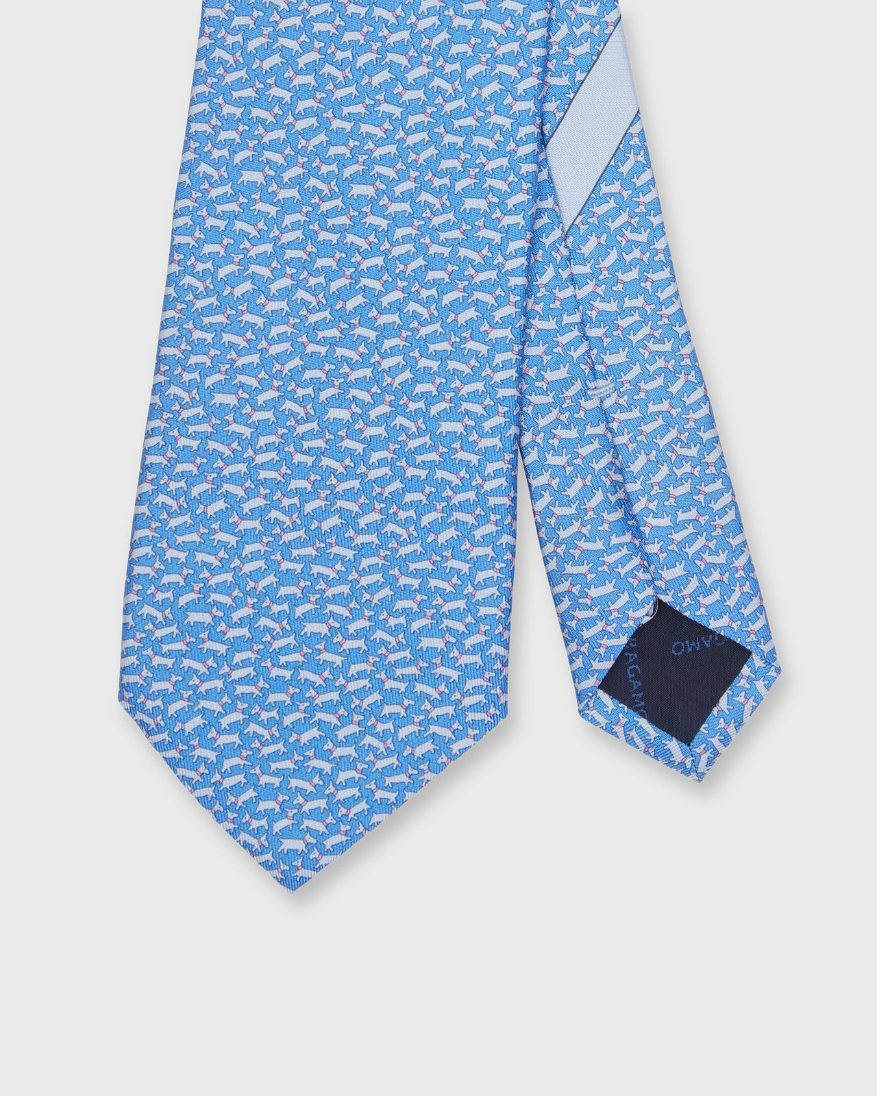 Silk Print Tie in Blue Dogs